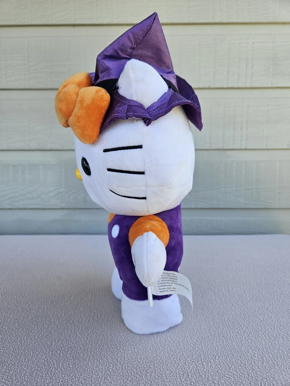 Gemmy Halloween Hello Kitty Cat Animated Side Stepper Purple Witch Plush 12